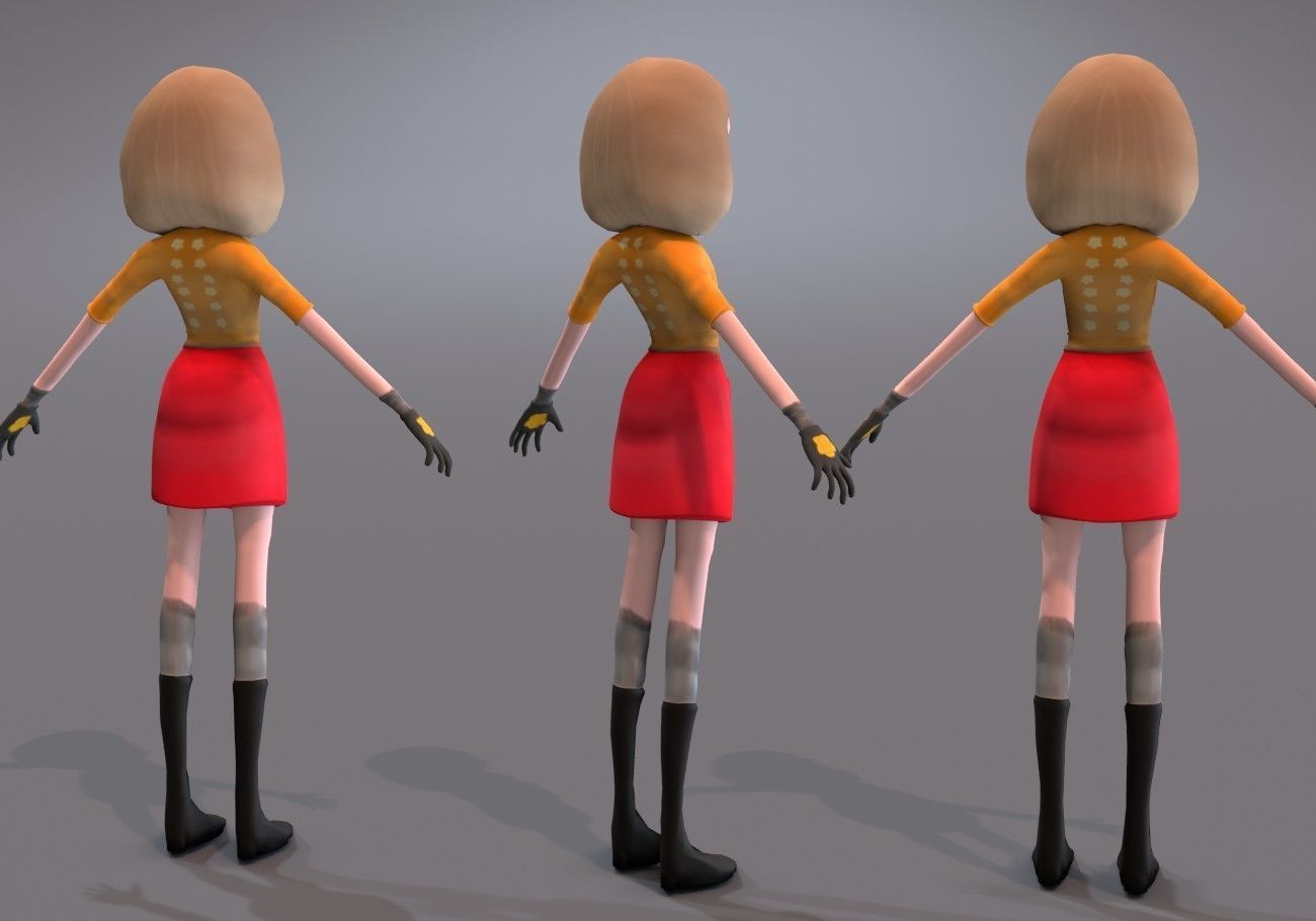 thin teenager Low-poly 3D model_2