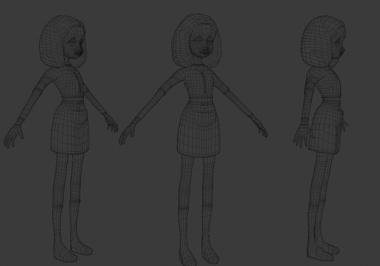 thin teenager Low-poly 3D model_15