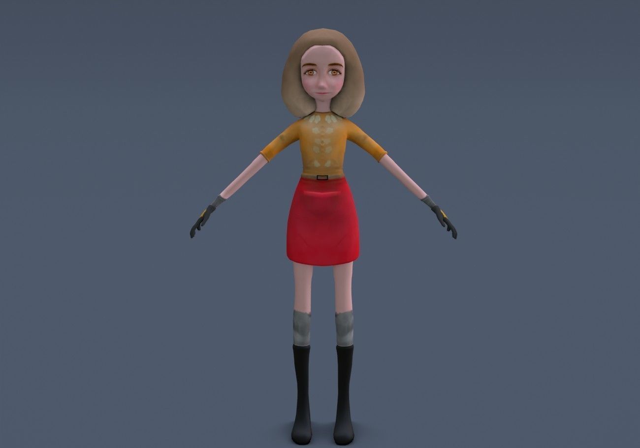 thin teenager Low-poly 3D model_11
