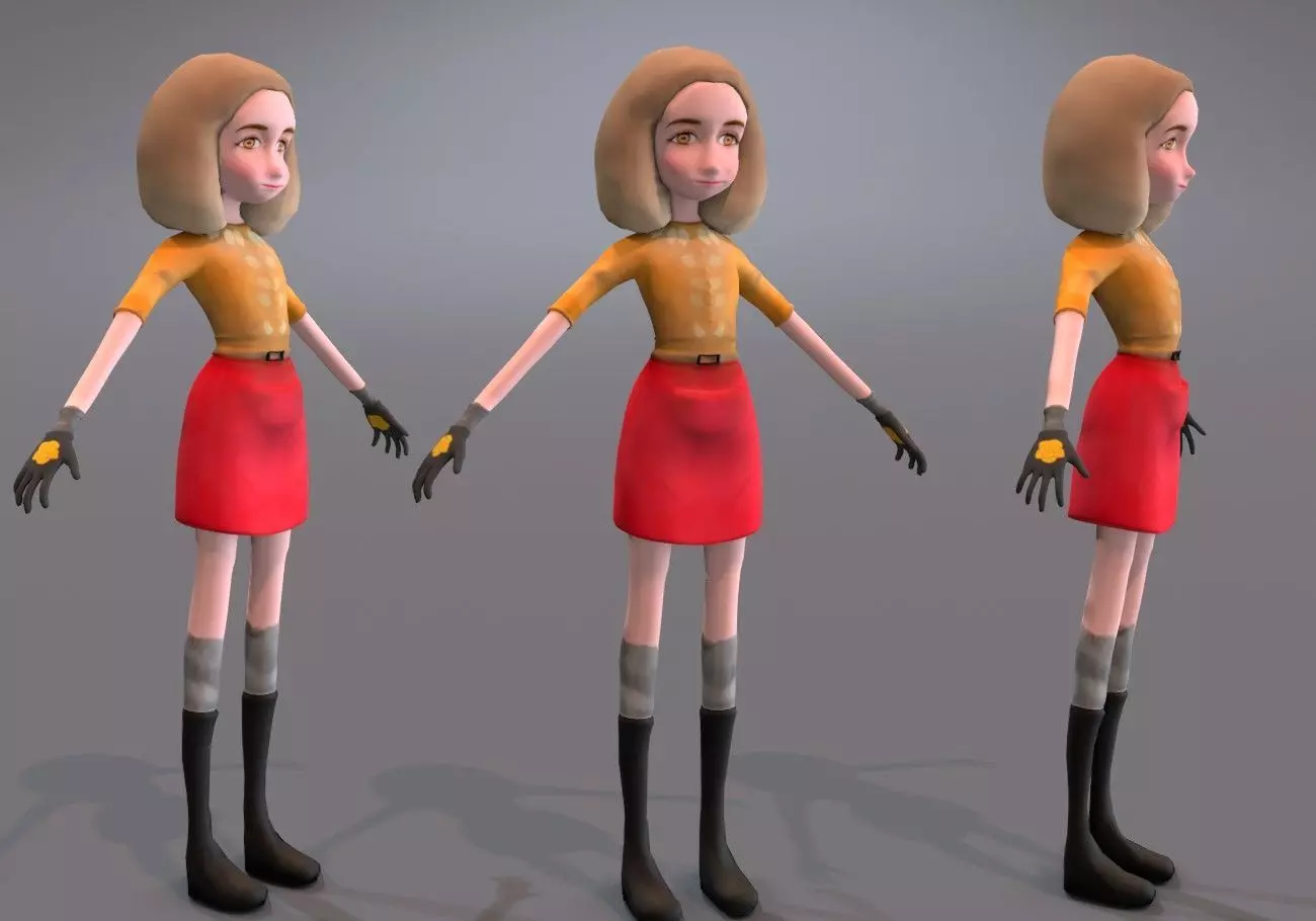 thin teenager Low-poly 3D model_0