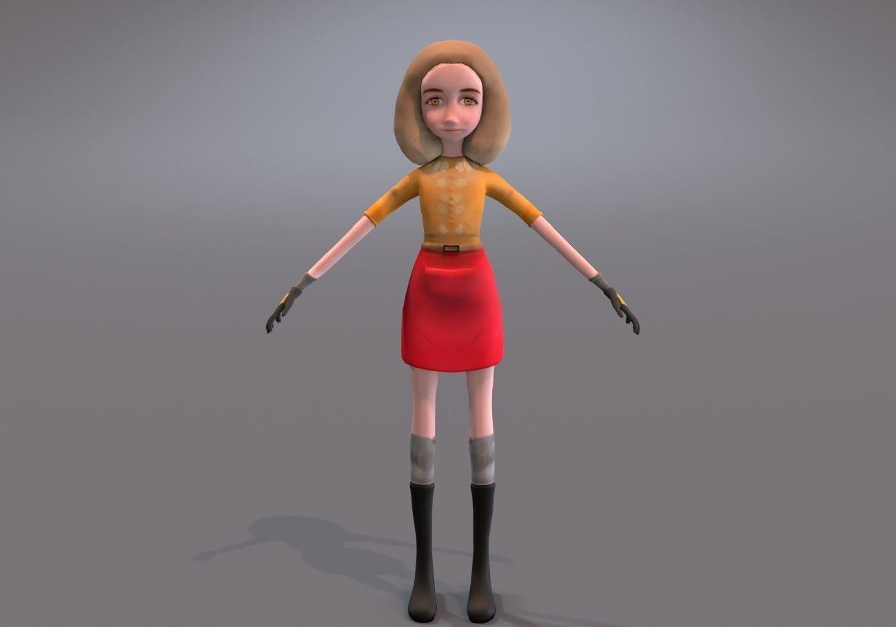 thin teenager Low-poly 3D model_5