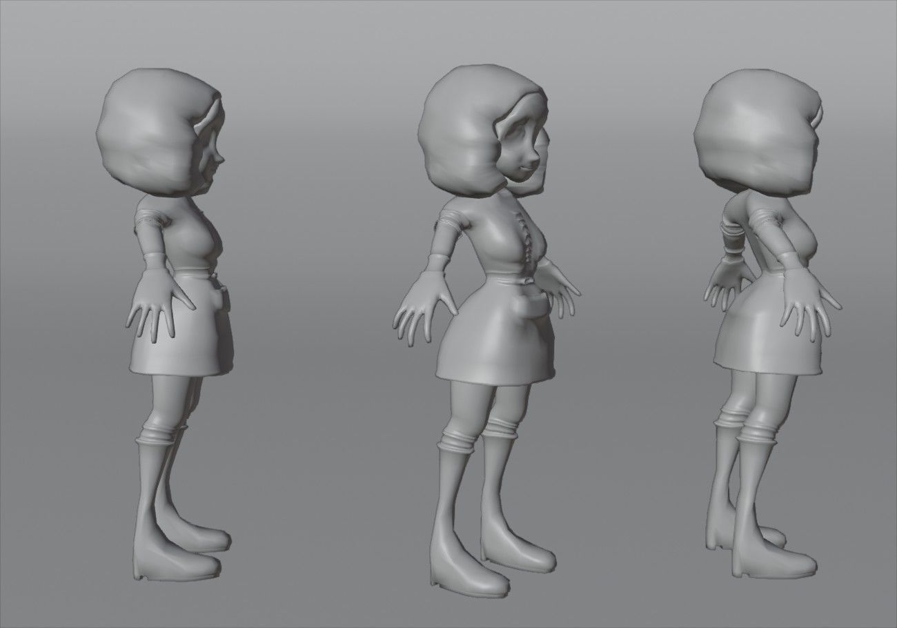 little woman Low-poly 3D model_13