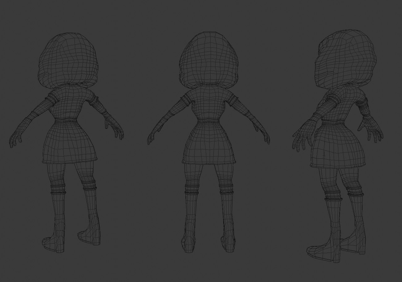 little woman Low-poly 3D model_18