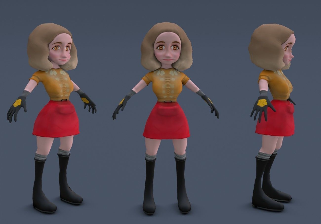 little woman Low-poly 3D model_6