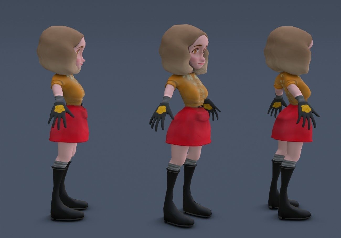 little woman Low-poly 3D model_7