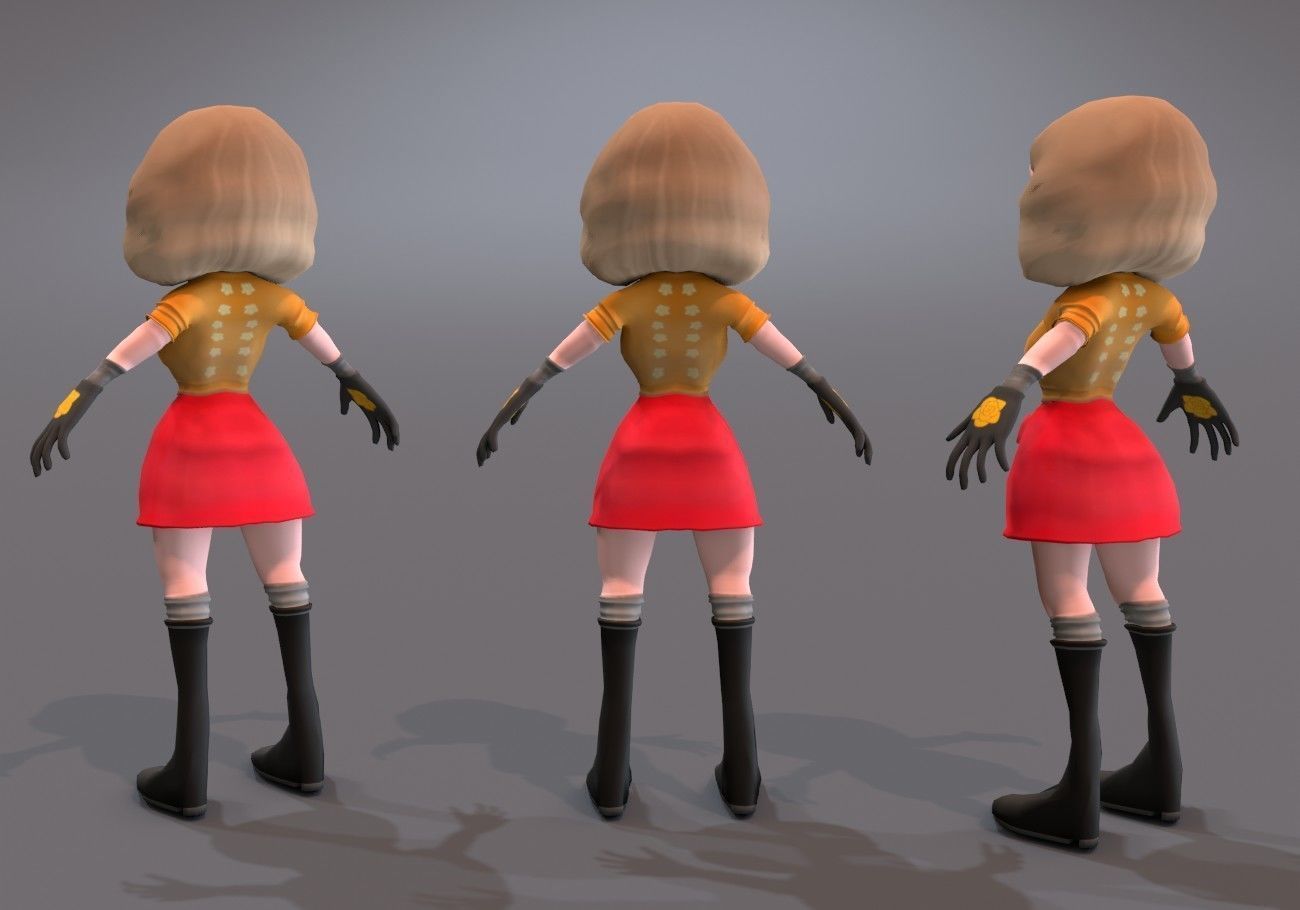 little woman Low-poly 3D model_3
