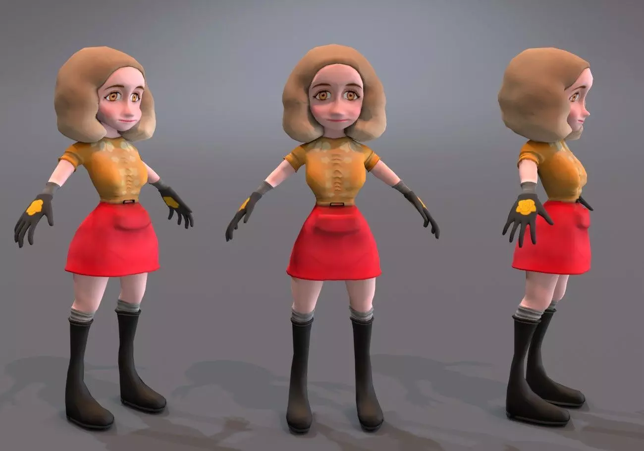 little woman Low-poly 3D model_0