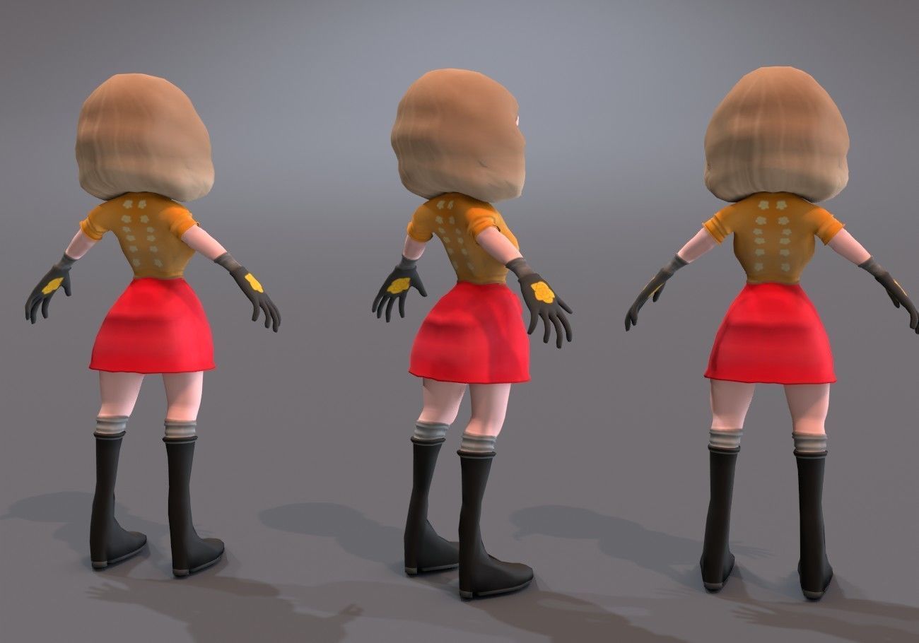 little woman Low-poly 3D model_2