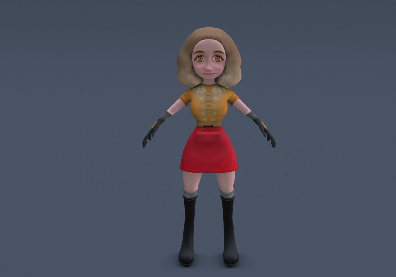 little woman Low-poly 3D model_11