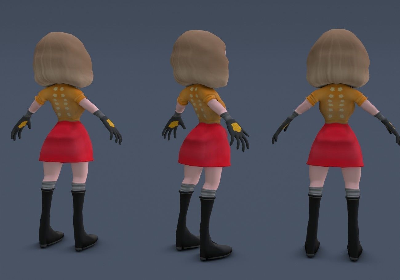 little woman Low-poly 3D model_8