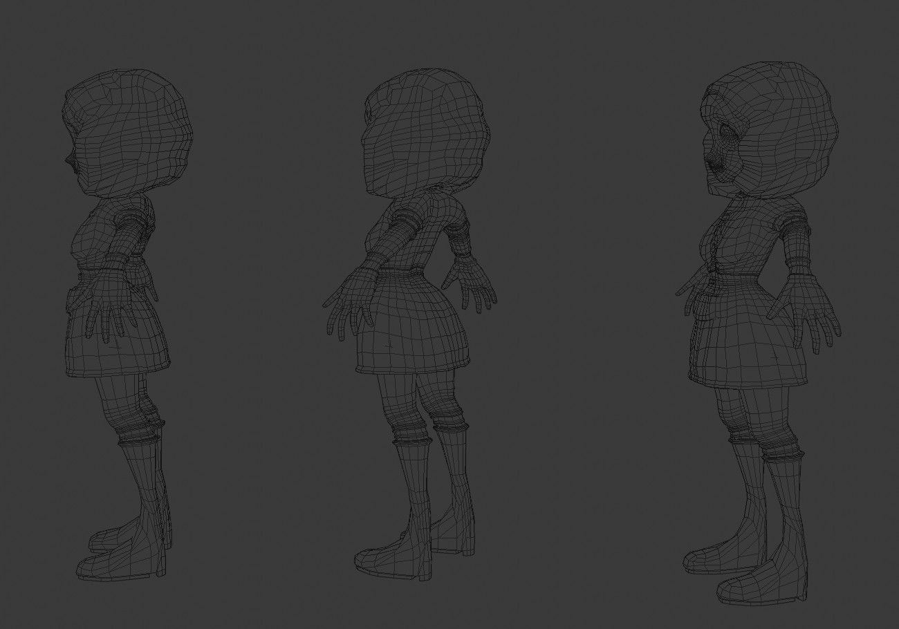 little woman Low-poly 3D model_19