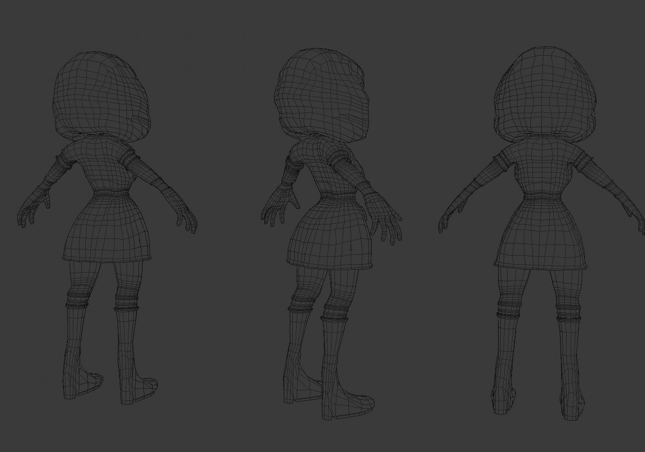 little woman Low-poly 3D model_17