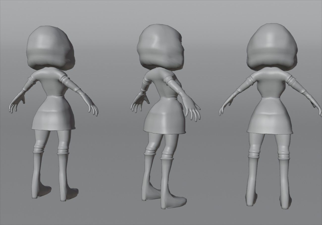 little woman Low-poly 3D model_14
