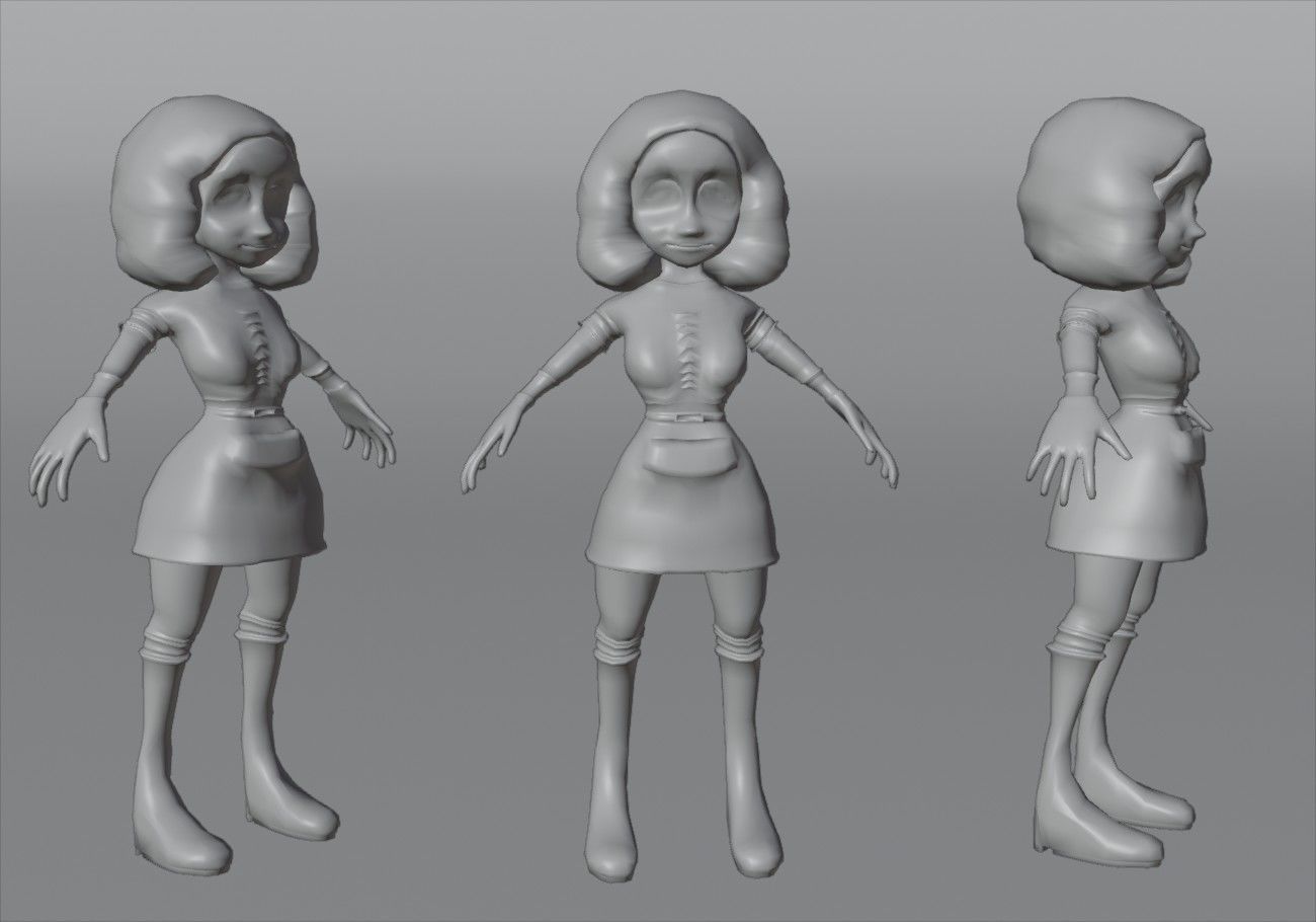 little woman Low-poly 3D model_12