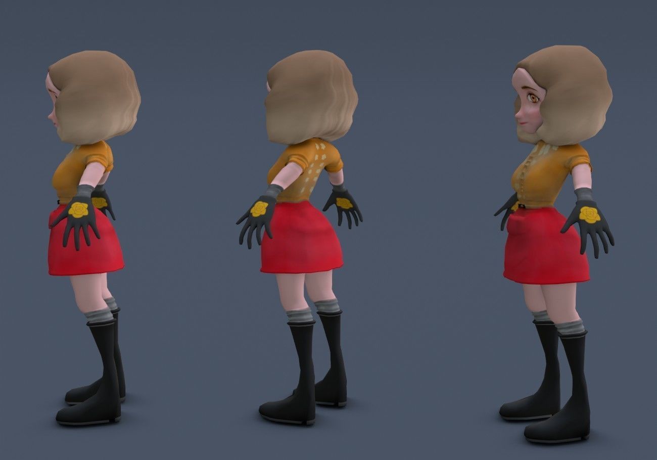 little woman Low-poly 3D model_10