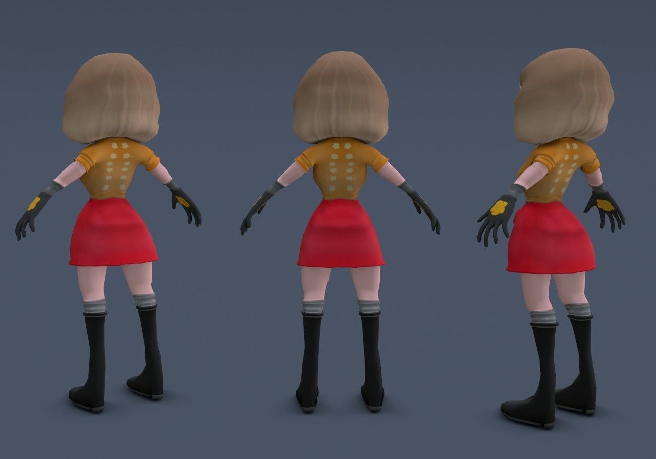little woman Low-poly 3D model_9