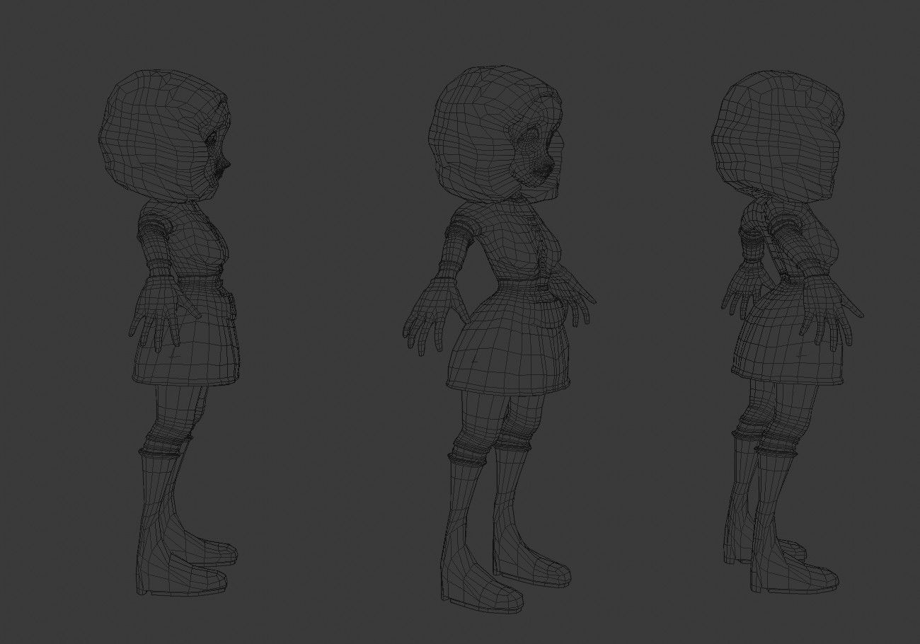 little woman Low-poly 3D model_16