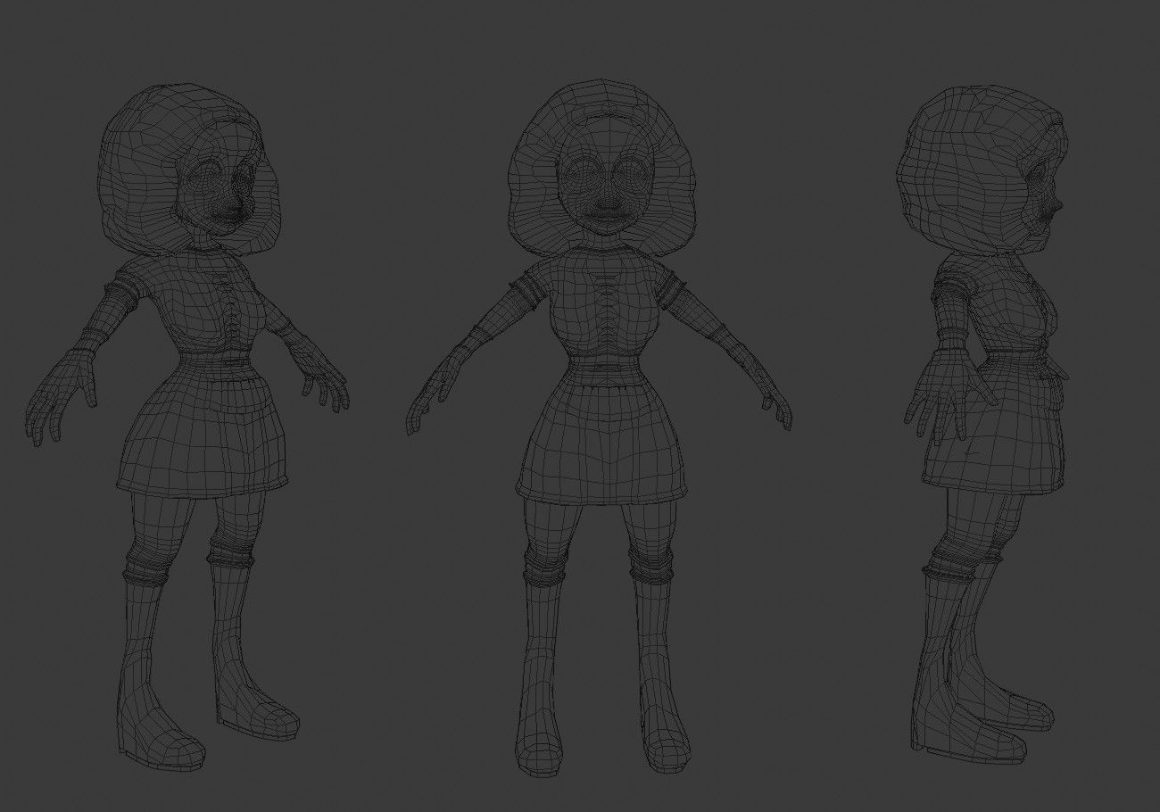 little woman Low-poly 3D model_15