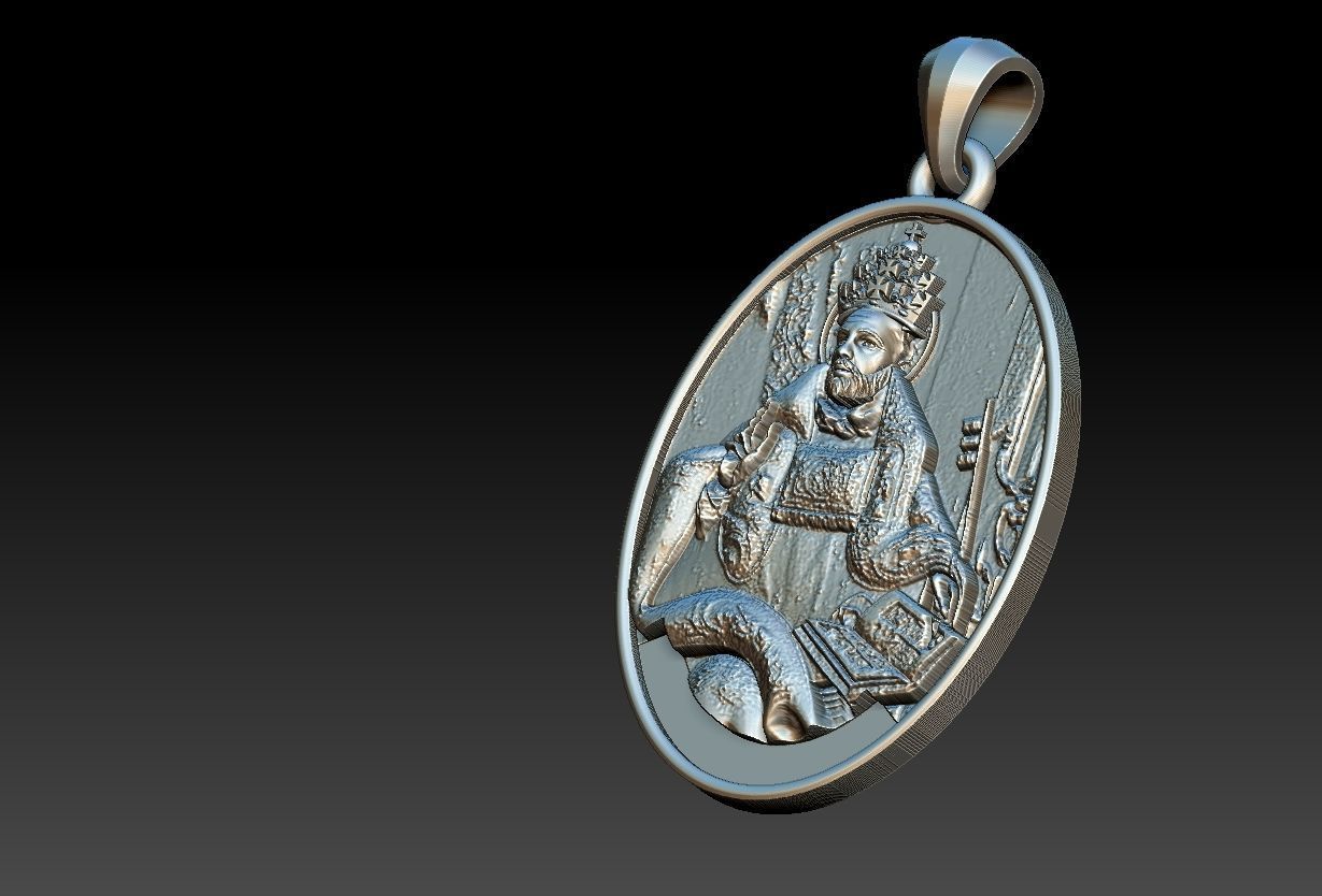Saint Peter Sao Pedro Medal  3D print model_10
