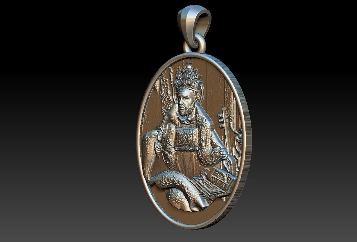 Saint Peter Sao Pedro Medal  3D print model_2