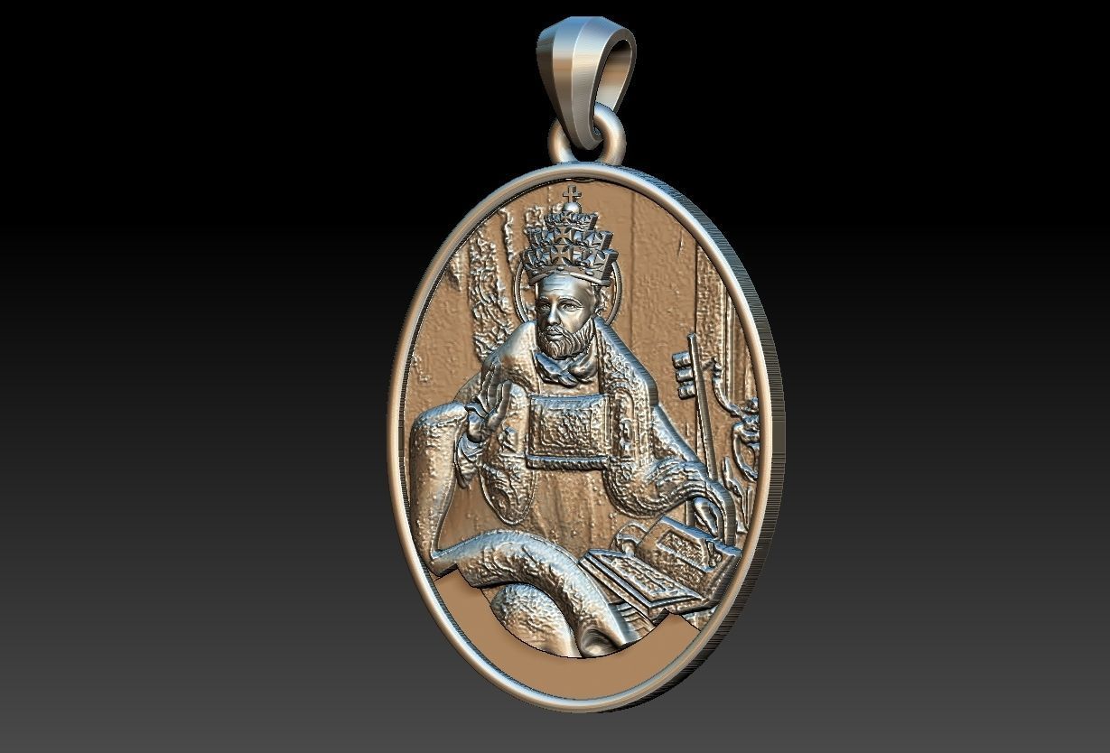 Saint Peter Sao Pedro Medal  3D print model_1