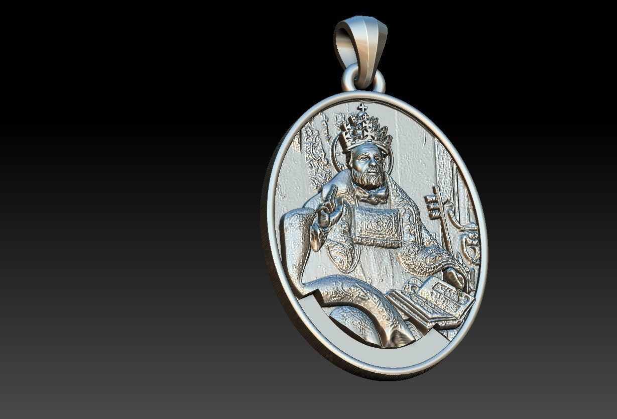 Saint Peter Sao Pedro Medal  3D print model_9