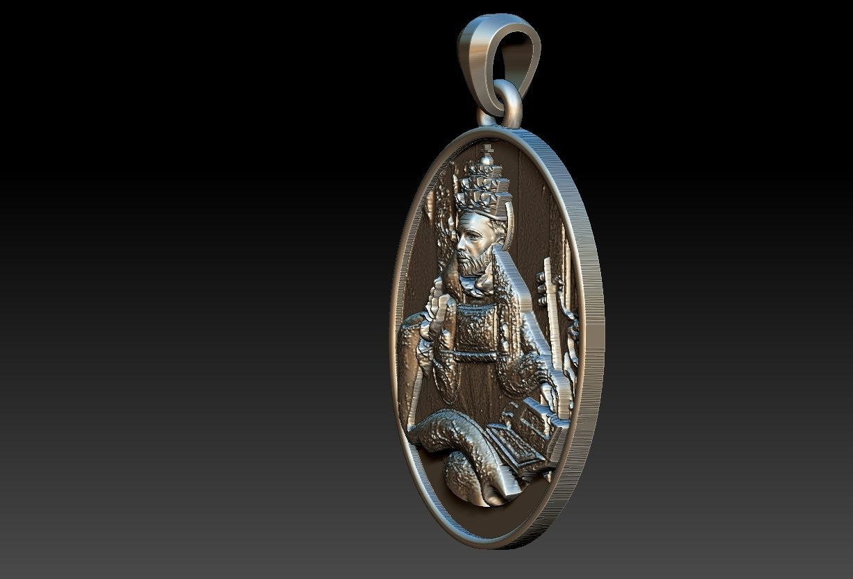 Saint Peter Sao Pedro Medal  3D print model_3