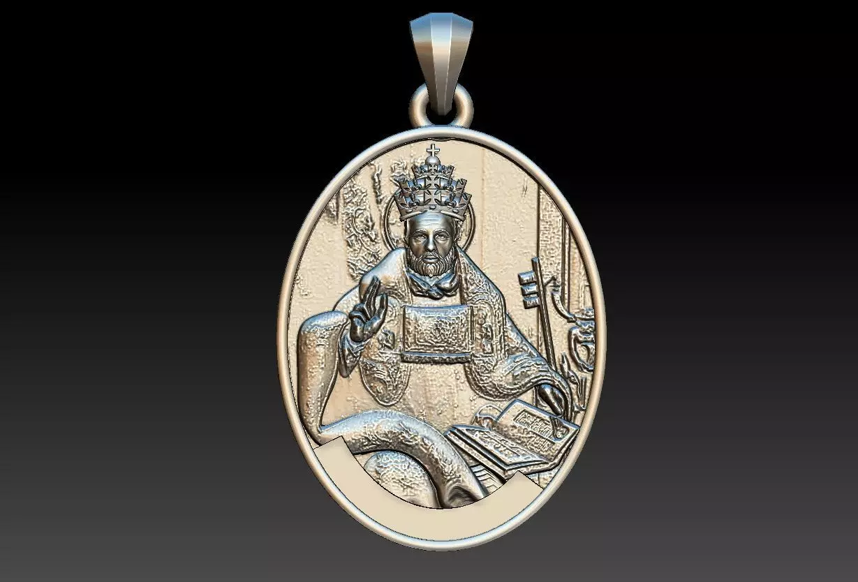 Saint Peter Sao Pedro Medal  3D print model_0