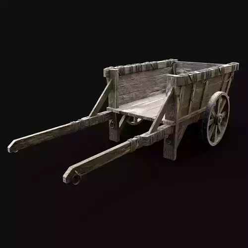 CART WAGON HORSE CAR CARGO TRANSPORT WOODEN MEDIEVAL AAA Low-poly 3D model