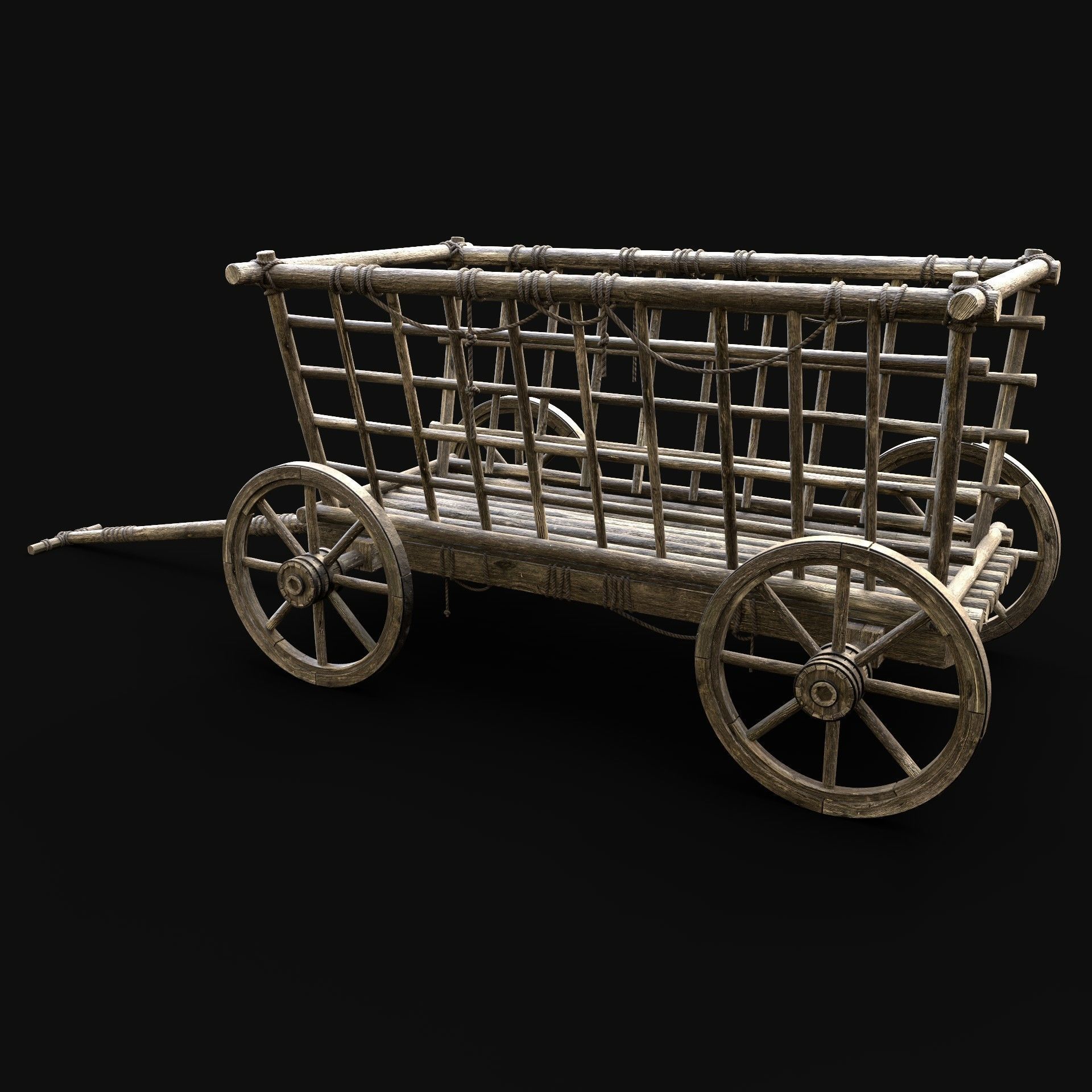 CART WAGON HORSE CAR CARGO WOODEN MEDIEVAL PACK COLLECTION _21