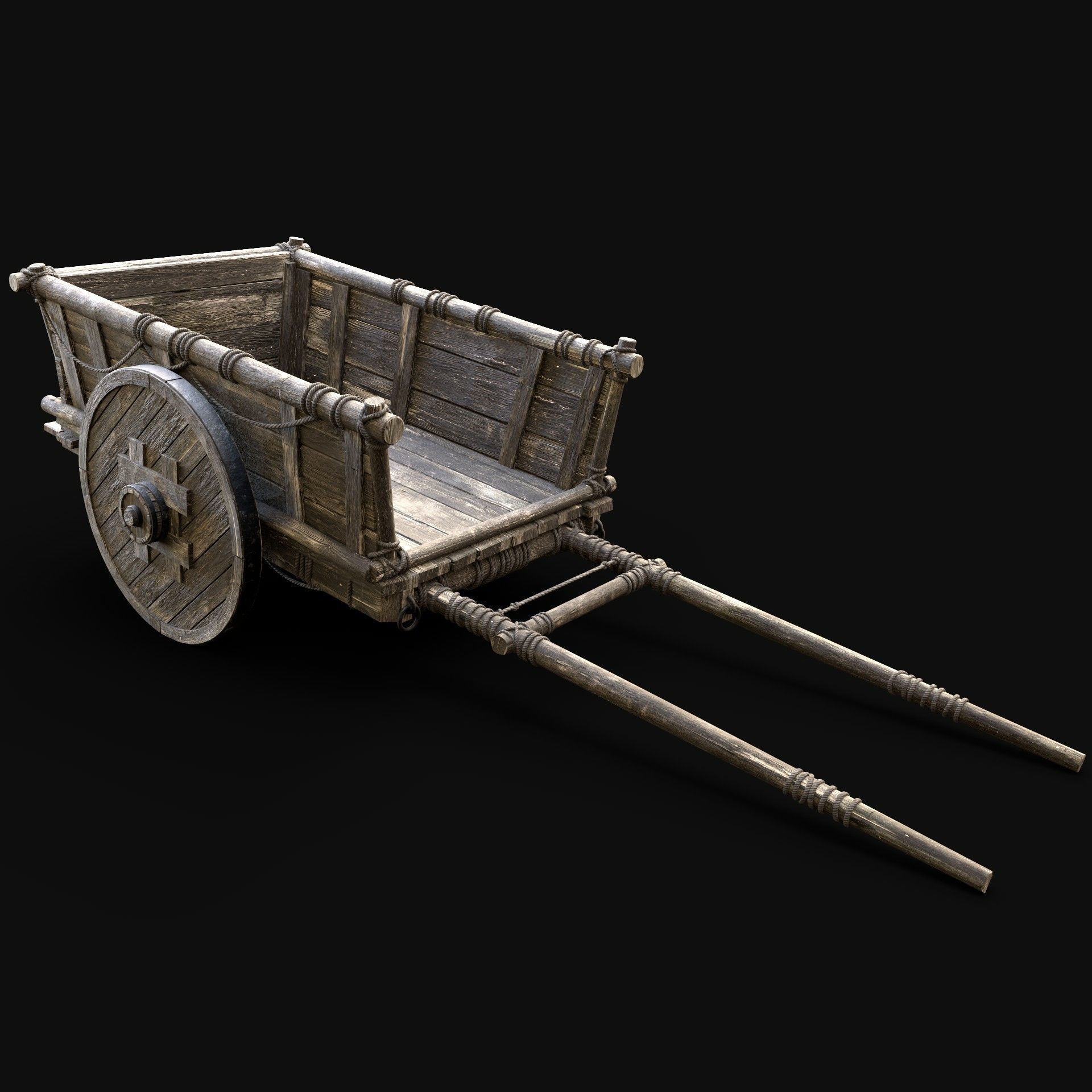 CART WAGON HORSE CAR CARGO WOODEN MEDIEVAL PACK COLLECTION _15
