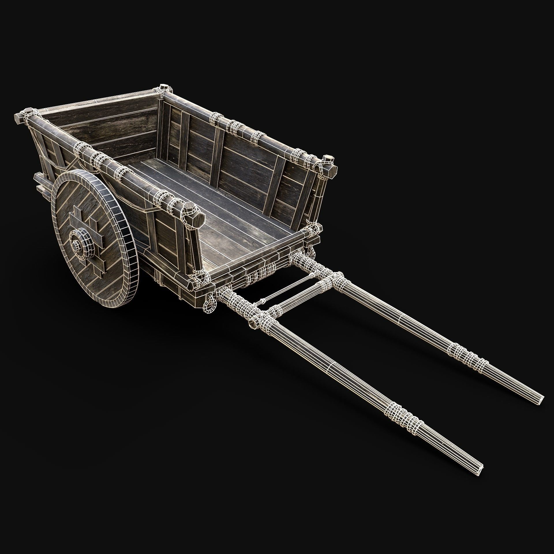 CART WAGON HORSE CAR CARGO WOODEN MEDIEVAL PACK COLLECTION _19
