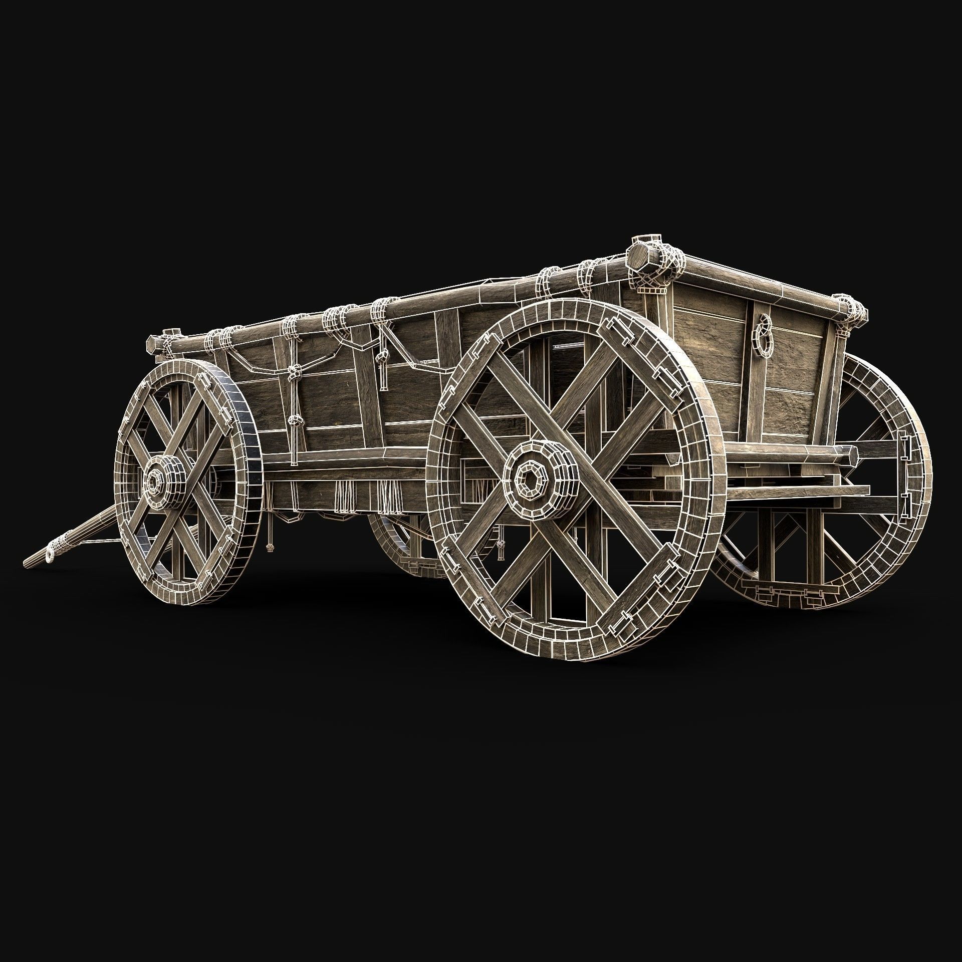CART WAGON HORSE CAR CARGO WOODEN MEDIEVAL PACK COLLECTION _9