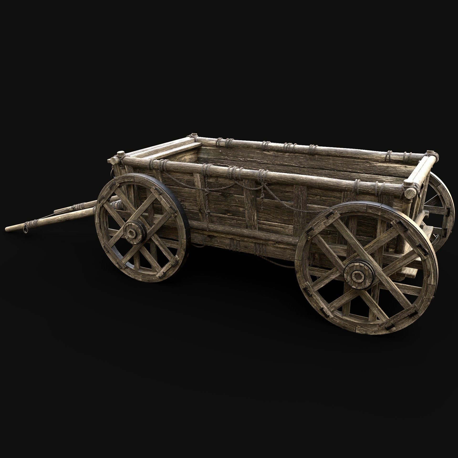 CART WAGON HORSE CAR CARGO WOODEN MEDIEVAL PACK COLLECTION _3
