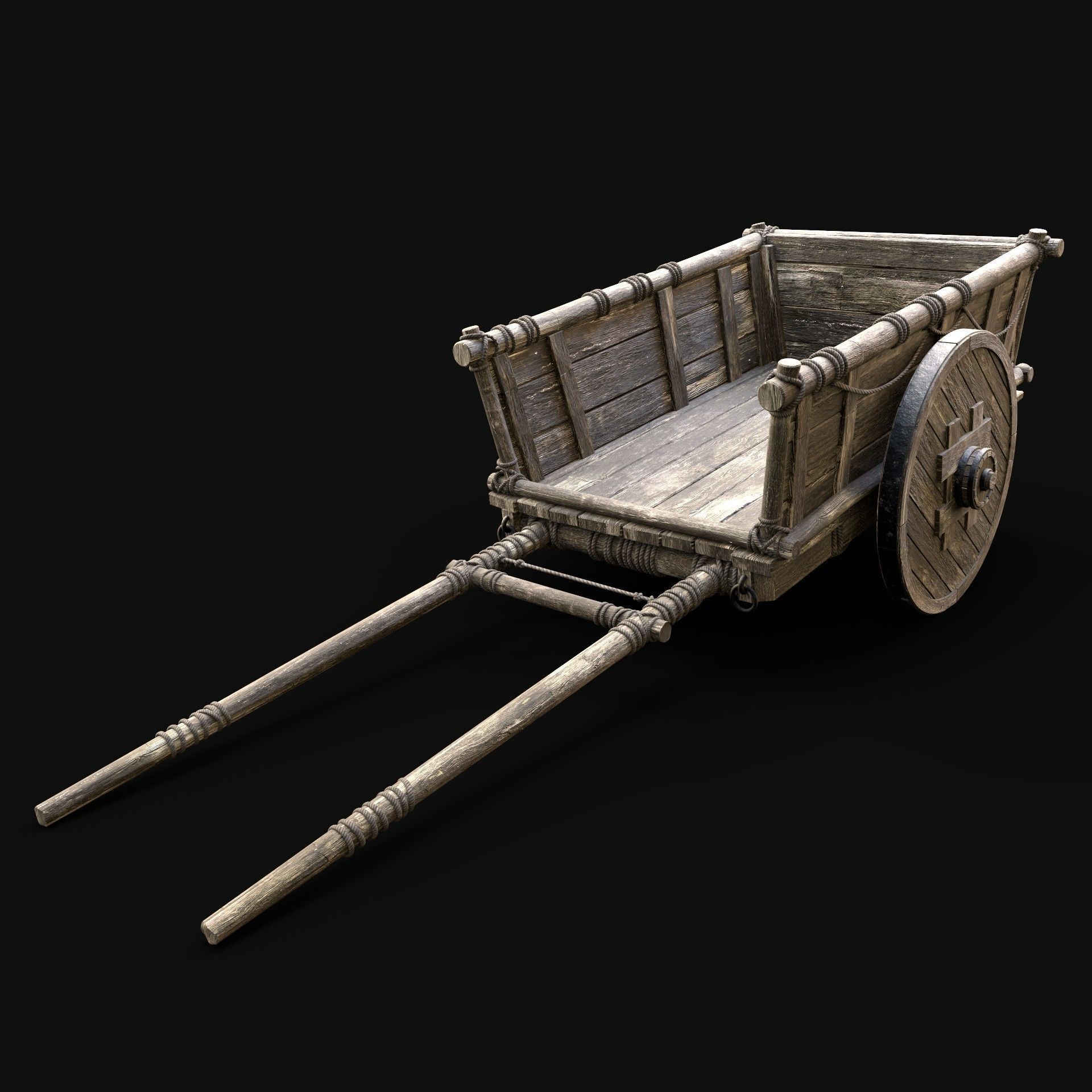 CART WAGON HORSE CAR CARGO WOODEN MEDIEVAL PACK COLLECTION _11