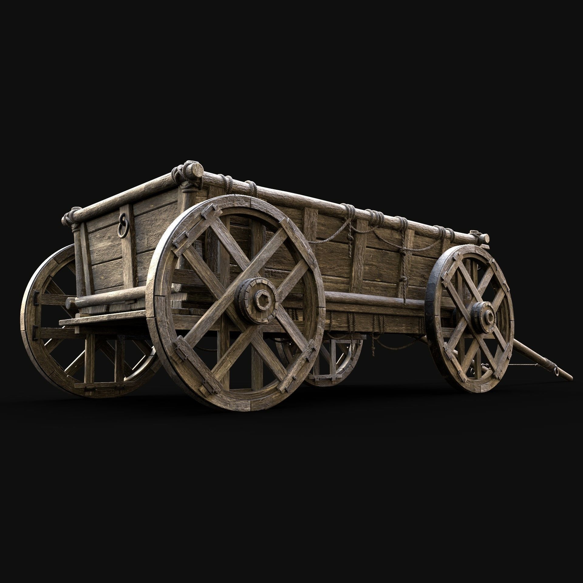 CART WAGON HORSE CAR CARGO WOODEN MEDIEVAL PACK COLLECTION _5