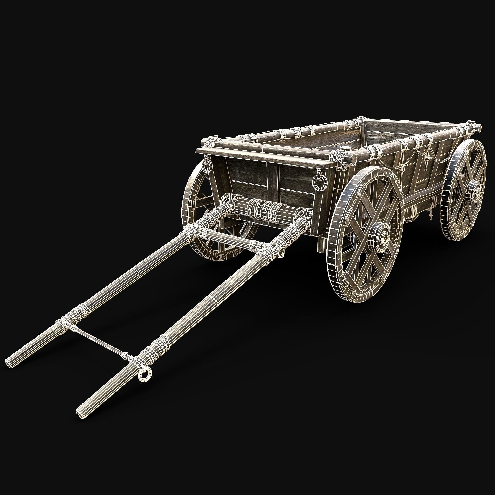 CART WAGON HORSE CAR CARGO WOODEN MEDIEVAL PACK COLLECTION _8