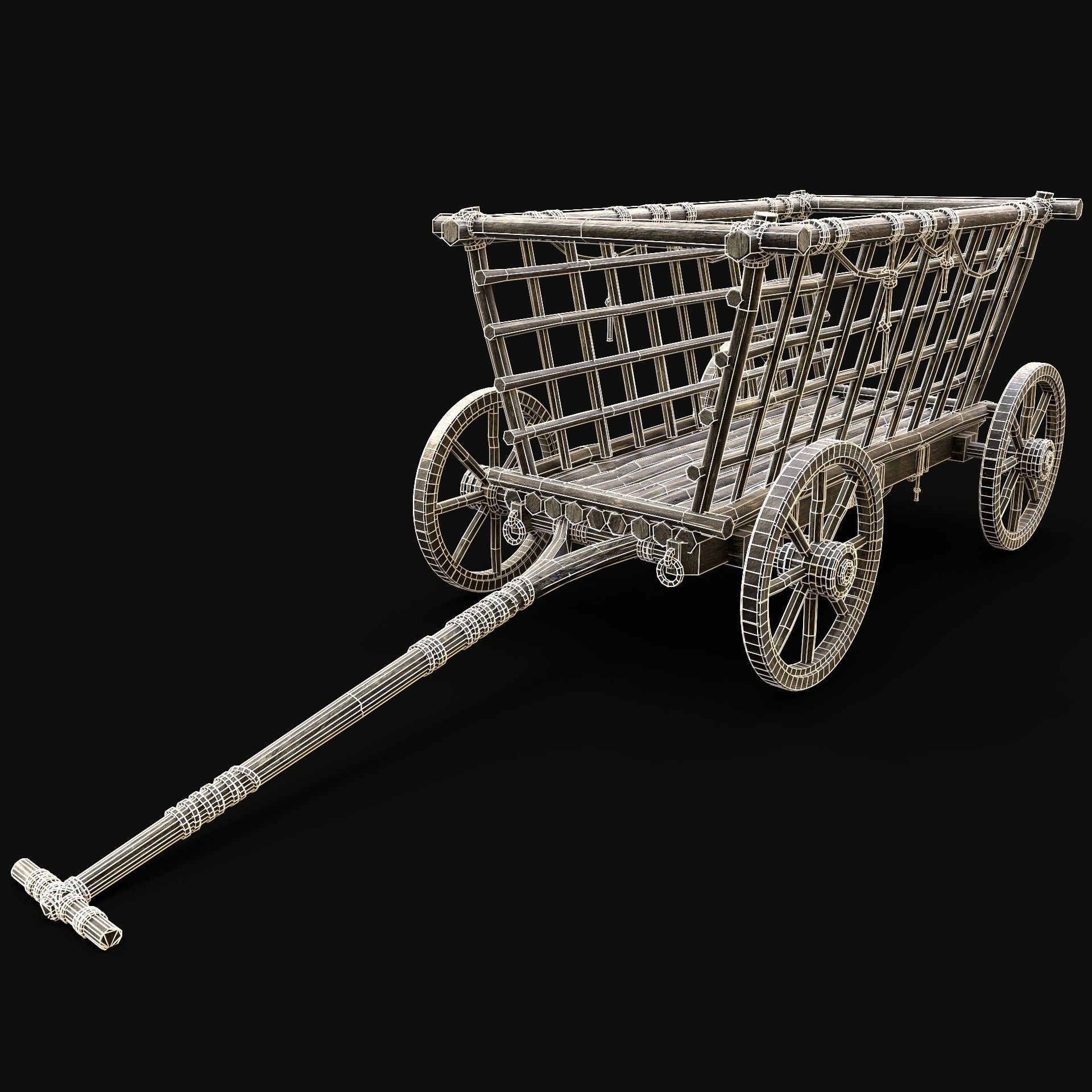CART WAGON HORSE CAR CARGO WOODEN MEDIEVAL PACK COLLECTION _26