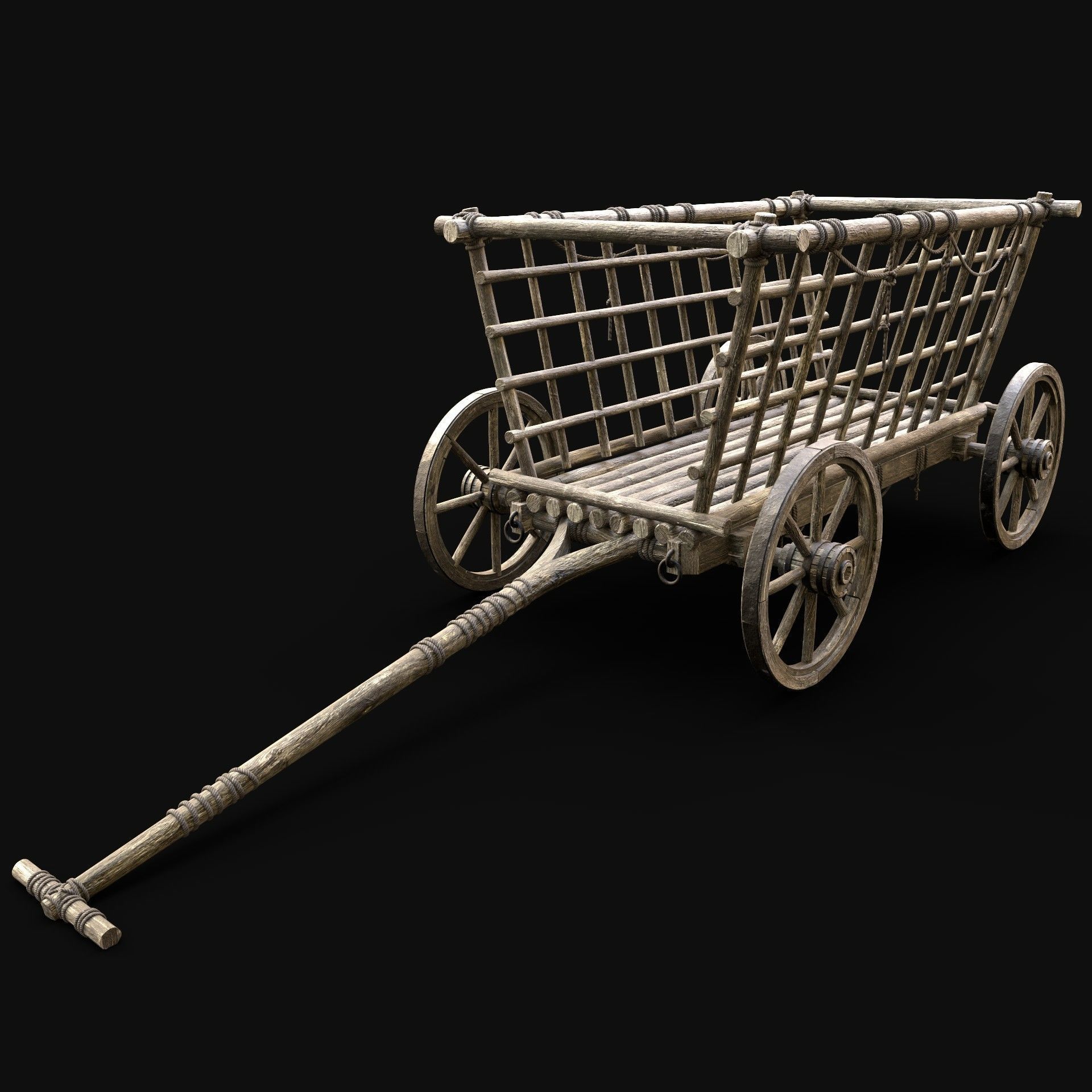 CART WAGON HORSE CAR CARGO WOODEN MEDIEVAL PACK COLLECTION _20