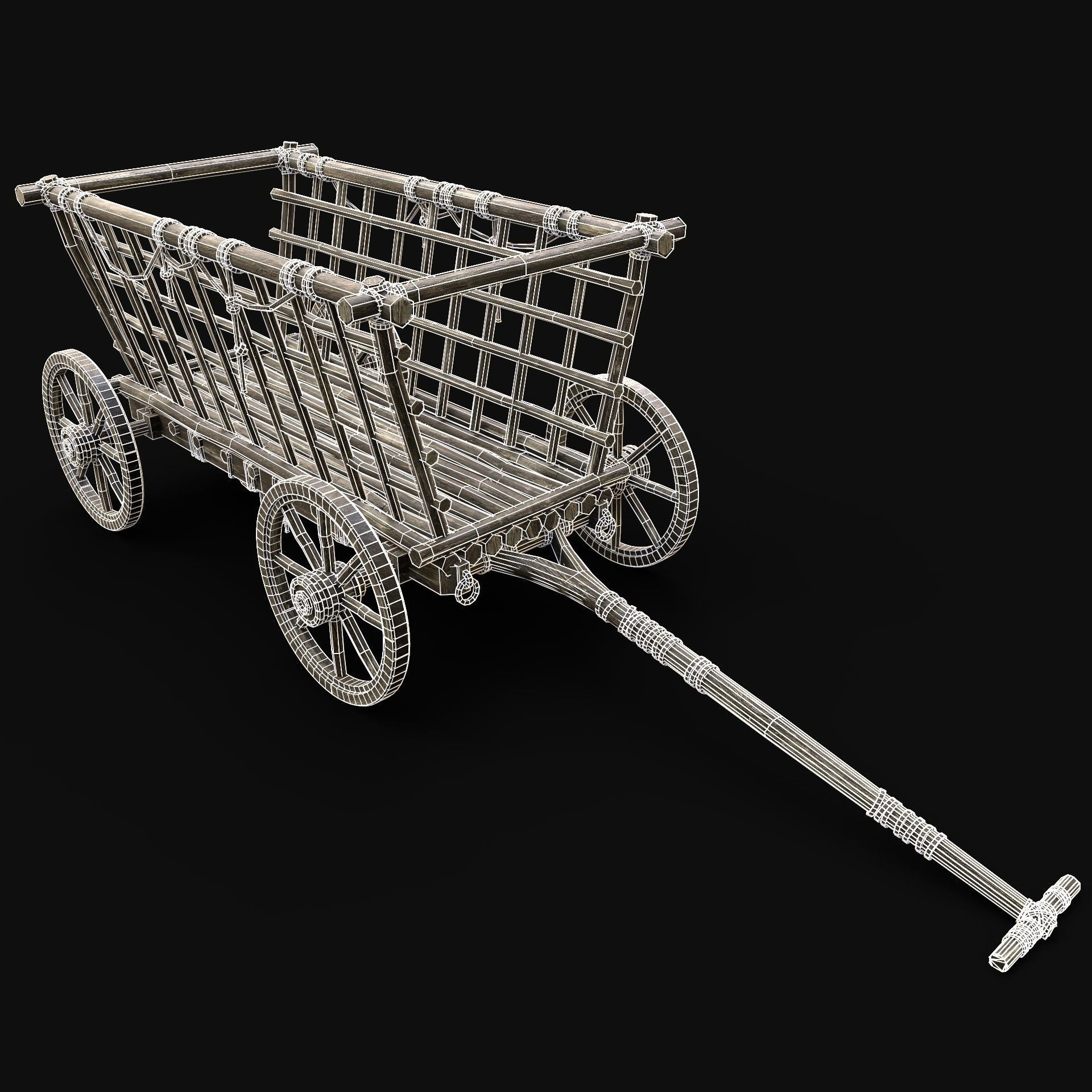 CART WAGON HORSE CAR CARGO WOODEN MEDIEVAL PACK COLLECTION _28