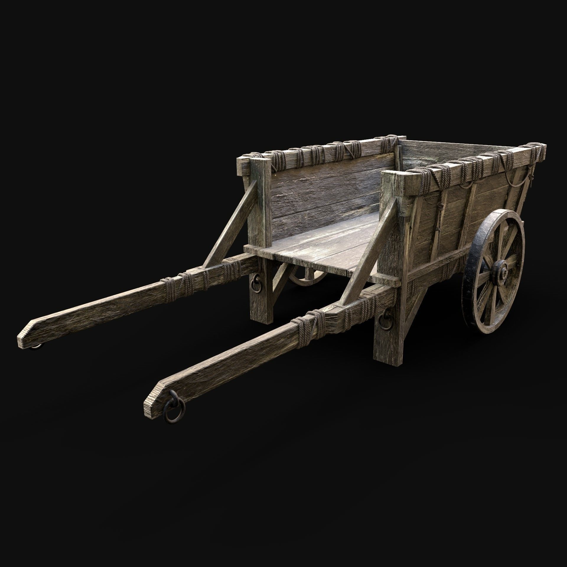 CART WAGON HORSE CAR CARGO WOODEN MEDIEVAL PACK COLLECTION _29