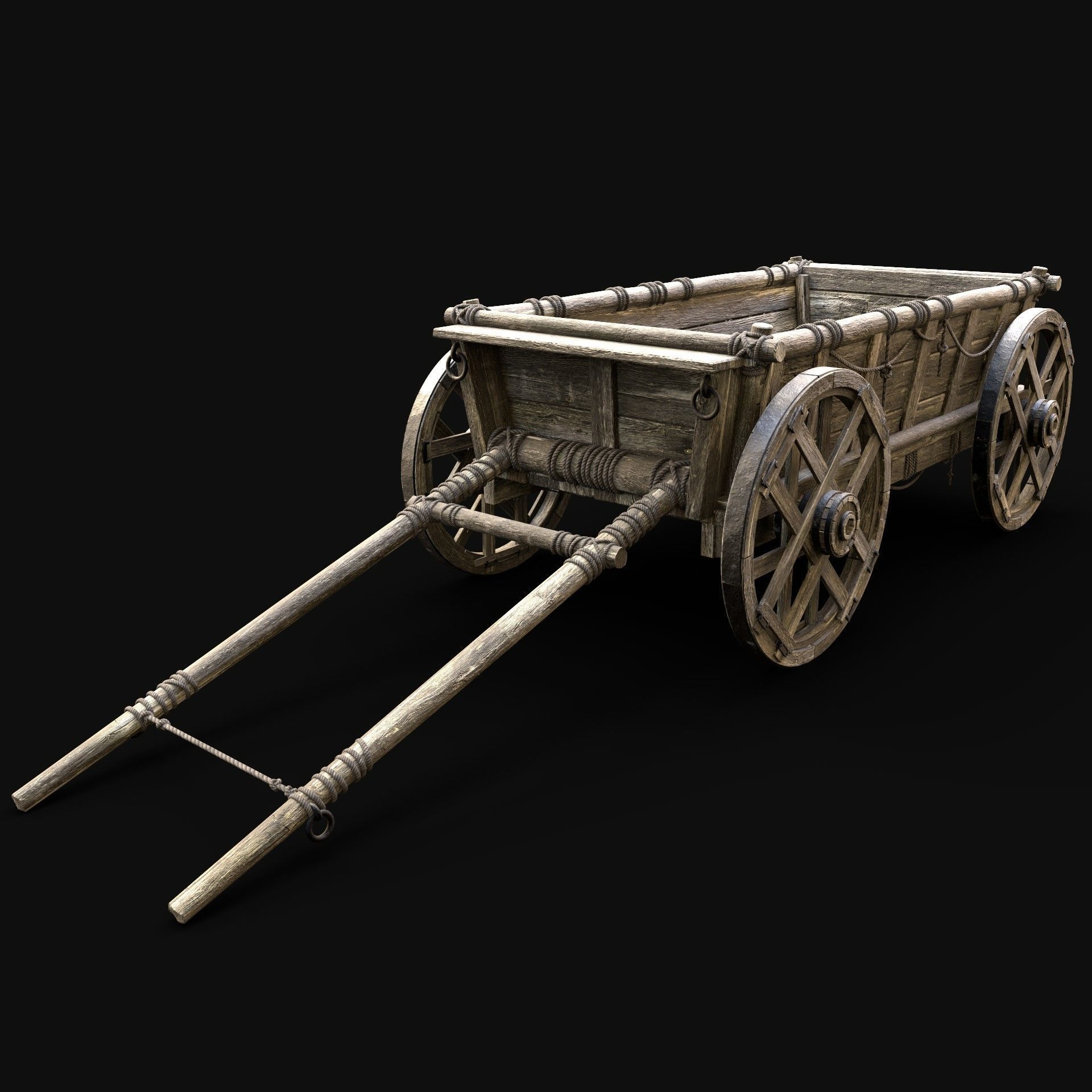CART WAGON HORSE CAR CARGO WOODEN MEDIEVAL PACK COLLECTION _2