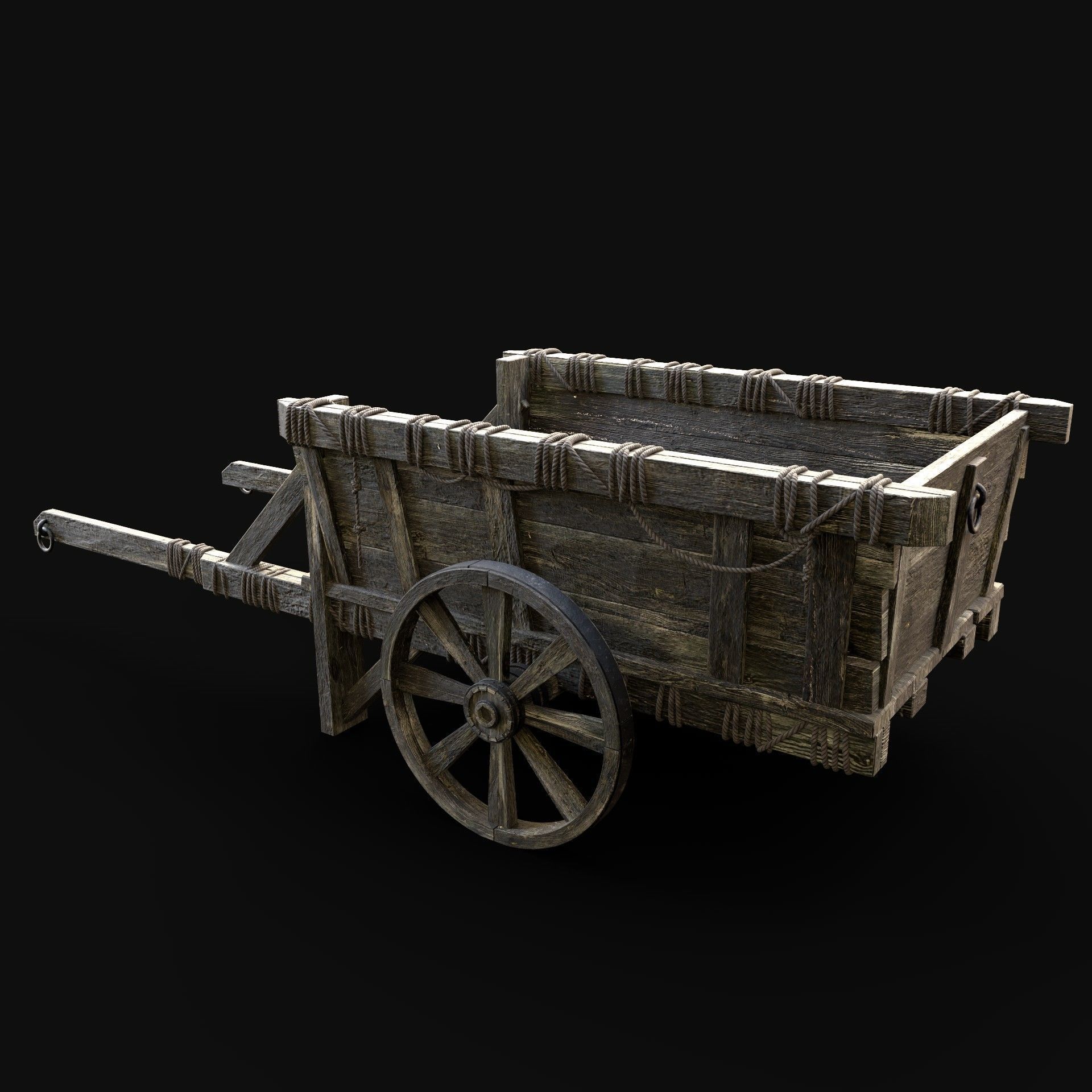 CART WAGON HORSE CAR CARGO WOODEN MEDIEVAL PACK COLLECTION _30