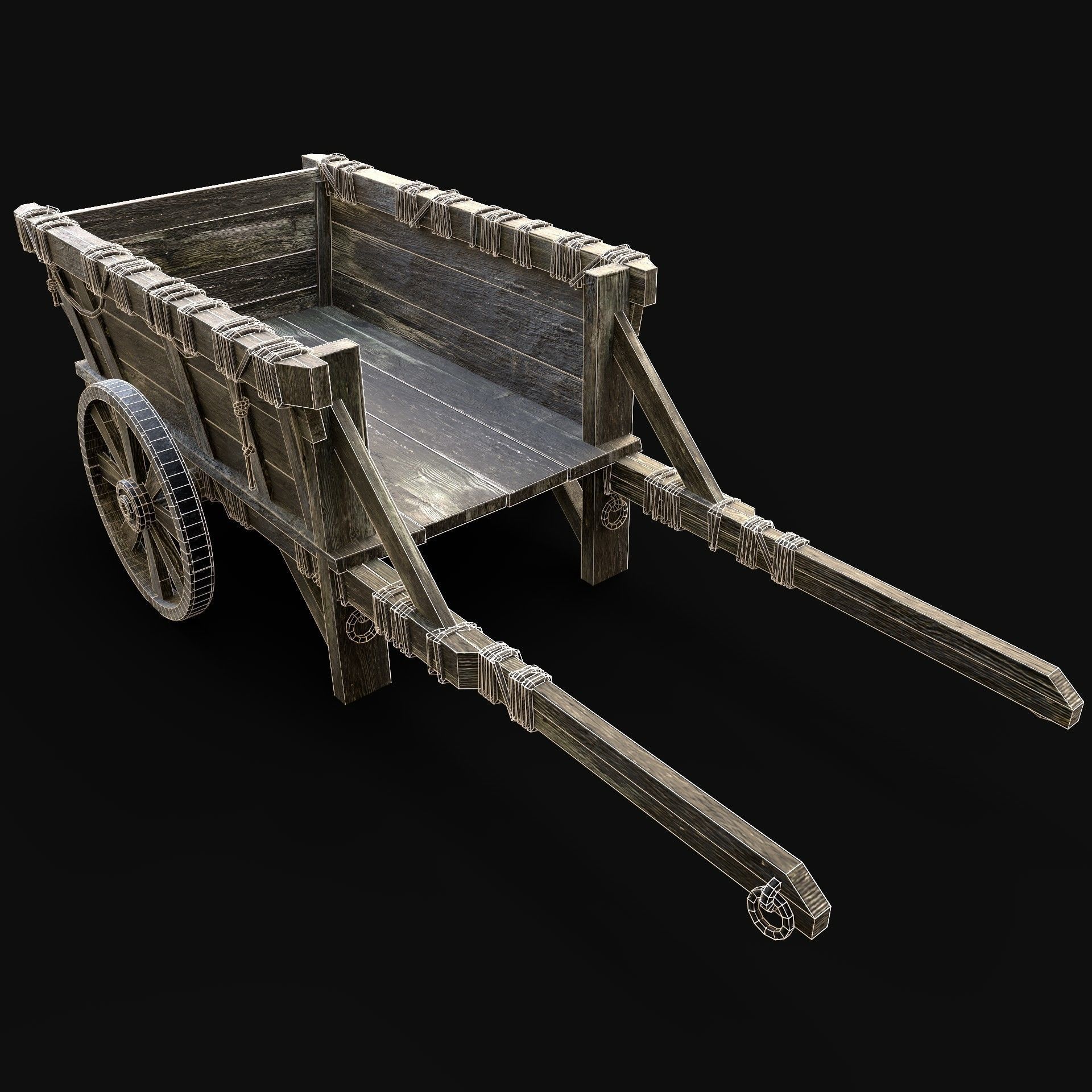 CART WAGON HORSE CAR CARGO WOODEN MEDIEVAL PACK COLLECTION _37