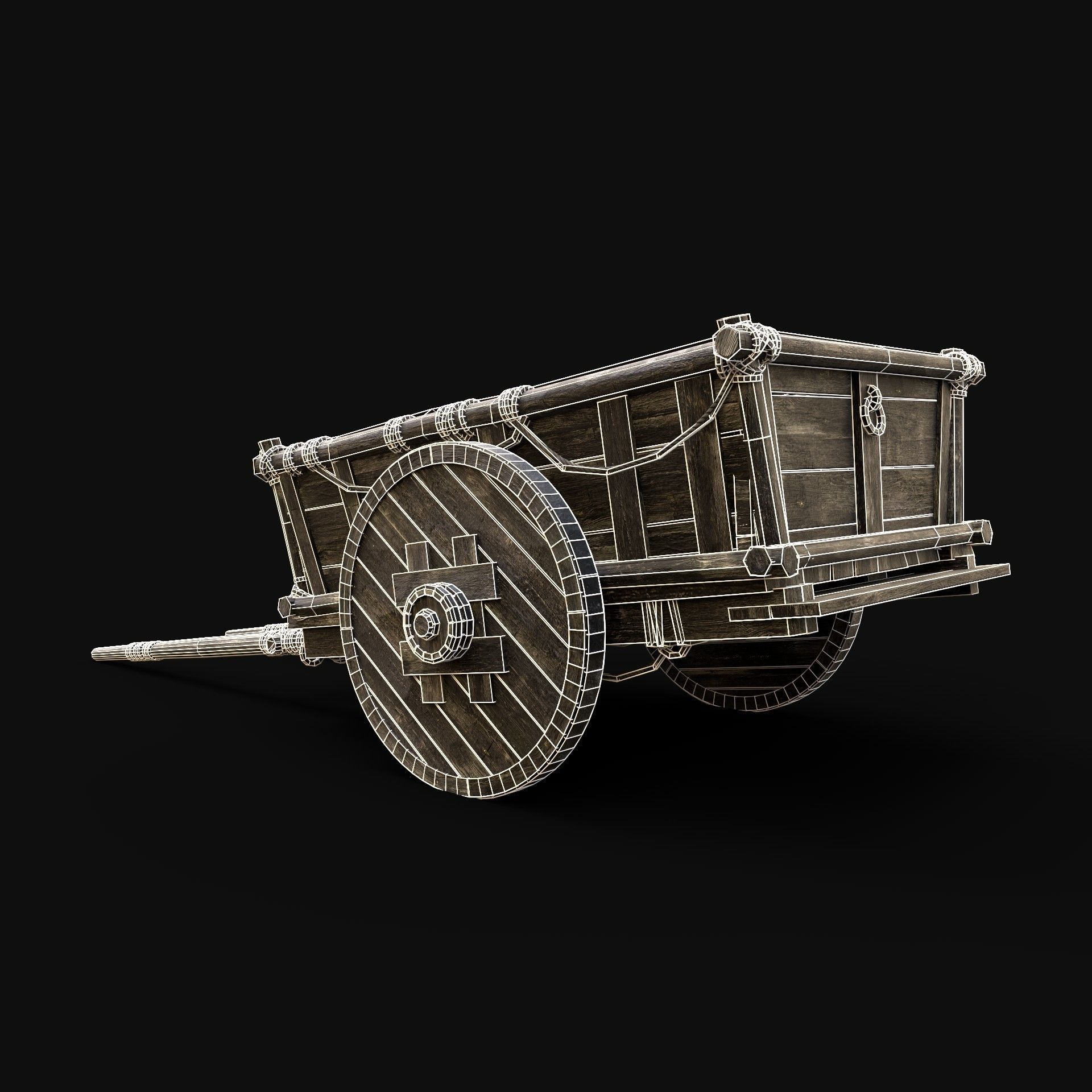 CART WAGON HORSE CAR CARGO WOODEN MEDIEVAL PACK COLLECTION _18