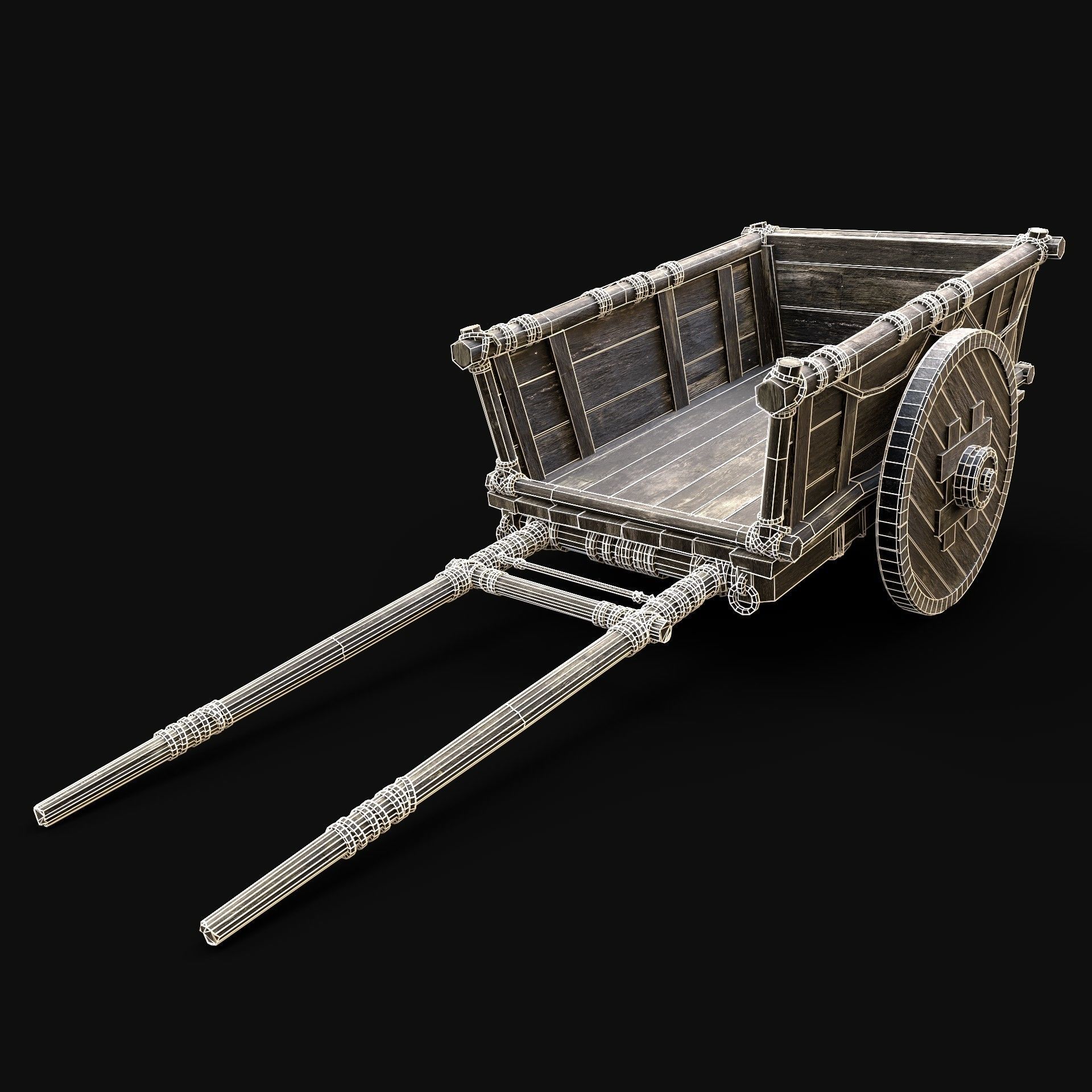 CART WAGON HORSE CAR CARGO WOODEN MEDIEVAL PACK COLLECTION _17