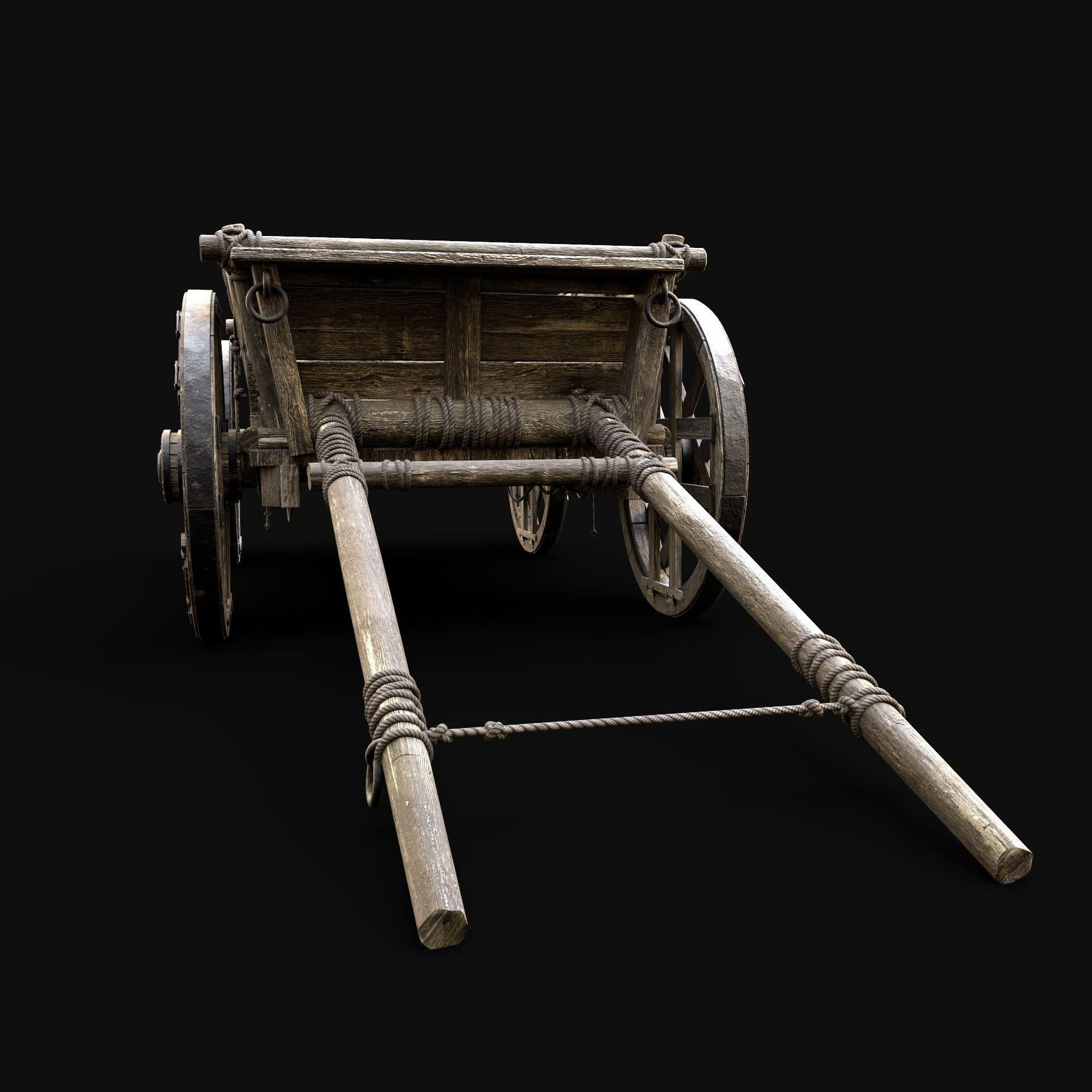 CART WAGON HORSE CAR CARGO WOODEN MEDIEVAL PACK COLLECTION _7