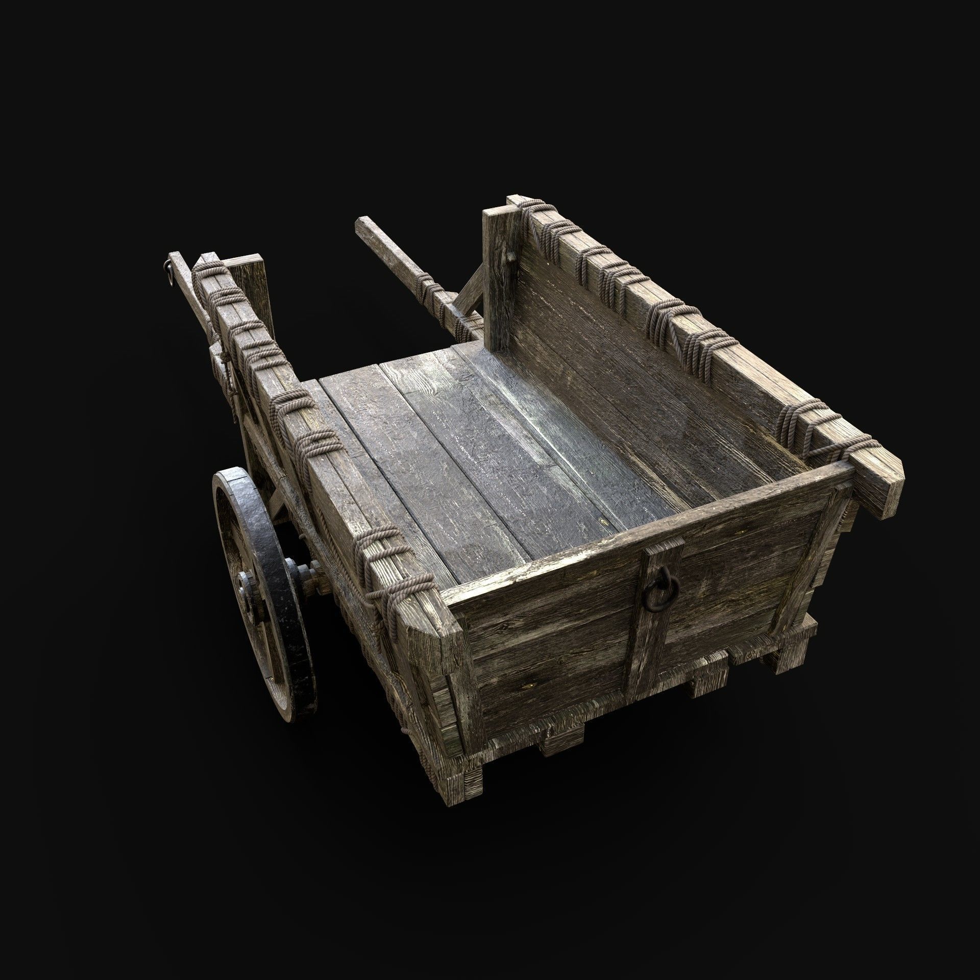 CART WAGON HORSE CAR CARGO WOODEN MEDIEVAL PACK COLLECTION _31