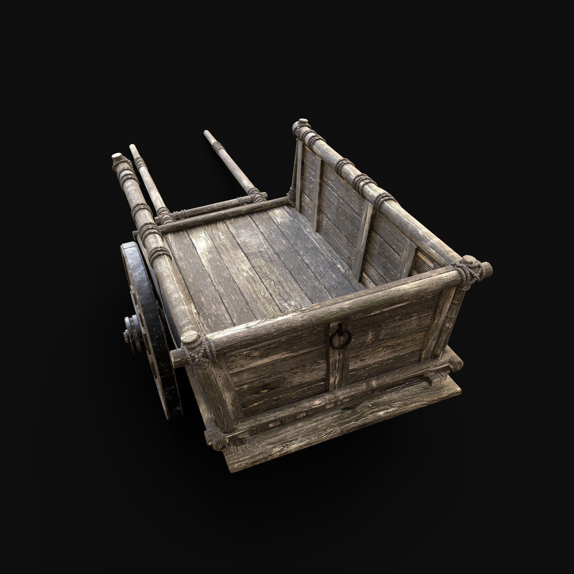 CART WAGON HORSE CAR CARGO WOODEN MEDIEVAL PACK COLLECTION _13
