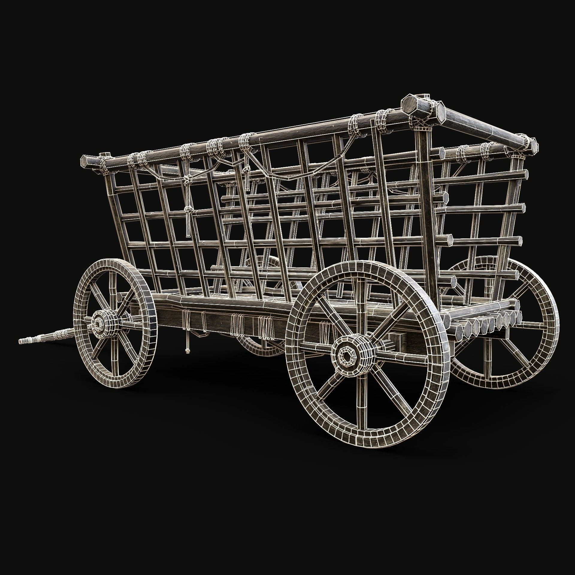 CART WAGON HORSE CAR CARGO WOODEN MEDIEVAL PACK COLLECTION _27